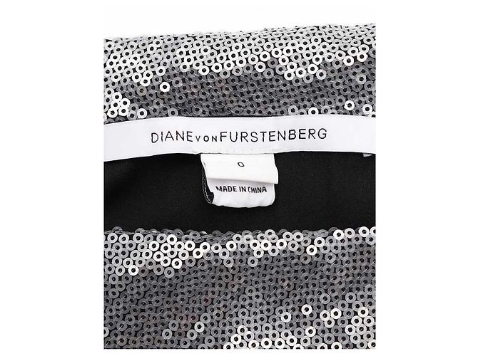 Diane Von Furstenberg DvF Mara Seidenpaillettenkleid NEU Silber - Ansicht 5