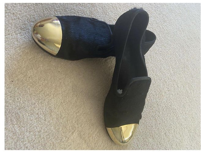 Giuseppe Zanotti Dalia Pony Haare flach Schwarz Golden - Ansicht 4