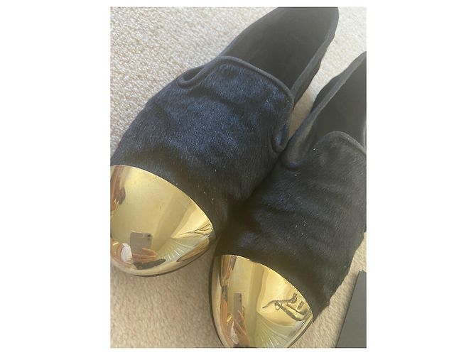Giuseppe Zanotti Dalia Pony Haare flach Schwarz Golden - Ansicht 5