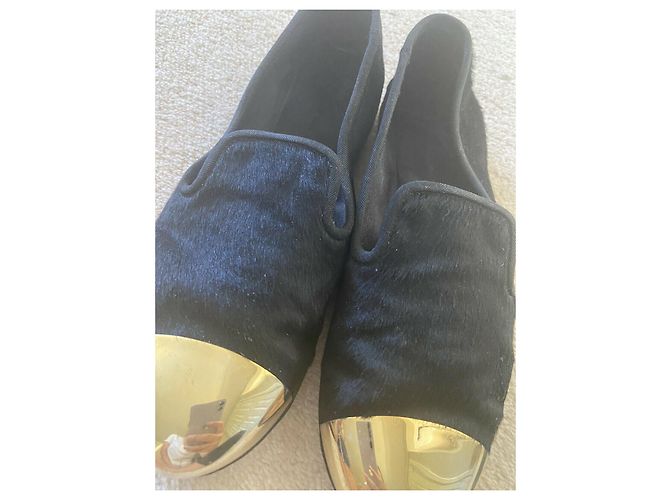 Giuseppe Zanotti Dalia Pony Haare flach Schwarz Golden - Ansicht 9