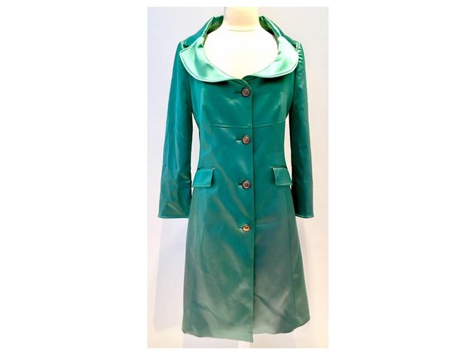 Abrigo de seda verde esmeralda D&G - vista 2