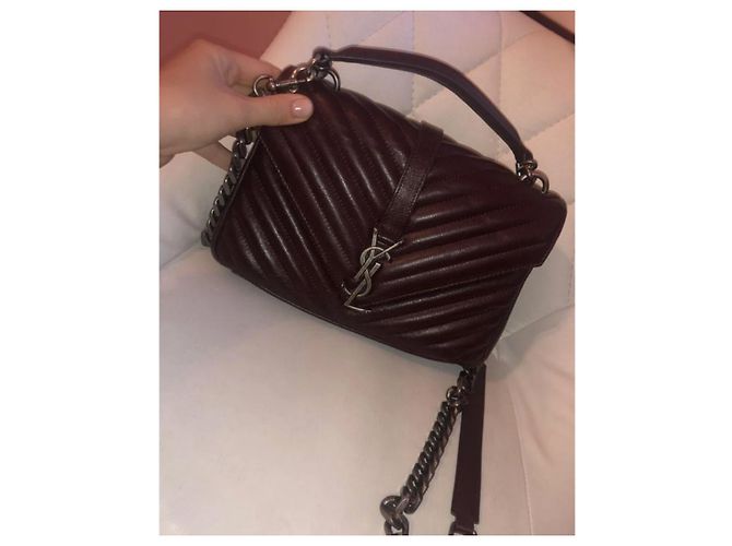 Bolso Saint Laurent College rojo oscuro vermeil Burdeos - vista 2