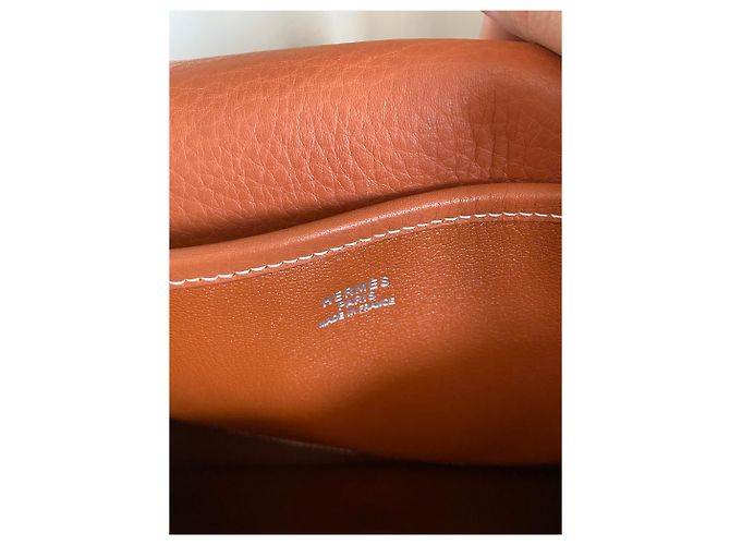 Borsa a mano Hermès Christine in pelle marrone chiaro - vista 3