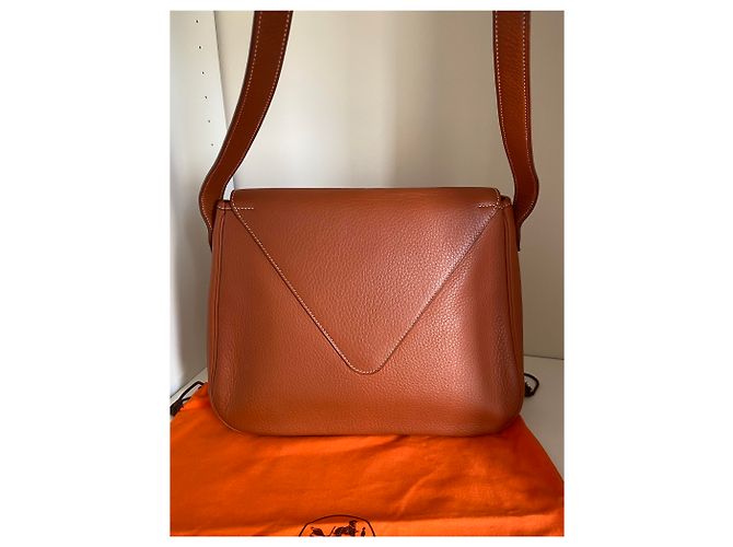 Borsa a mano Hermès Christine in pelle marrone chiaro - vista 4
