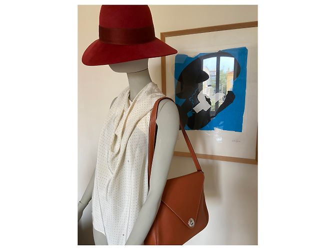 Borsa a mano Hermès Christine in pelle marrone chiaro - vista 5