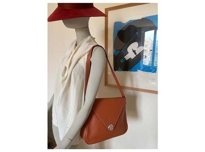 Borsa a mano Hermès Christine in pelle marrone chiaro - vista 6