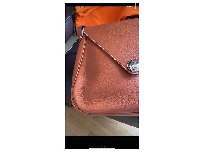 Borsa a mano Hermès Christine in pelle marrone chiaro - vista 7