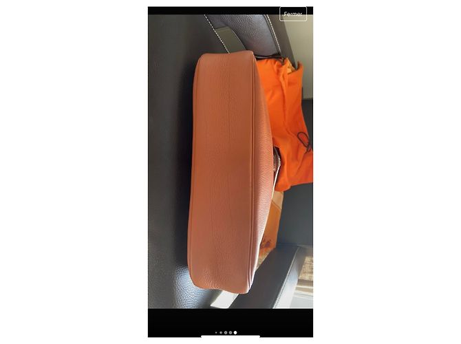 Borsa a mano Hermès Christine in pelle marrone chiaro - vista 8