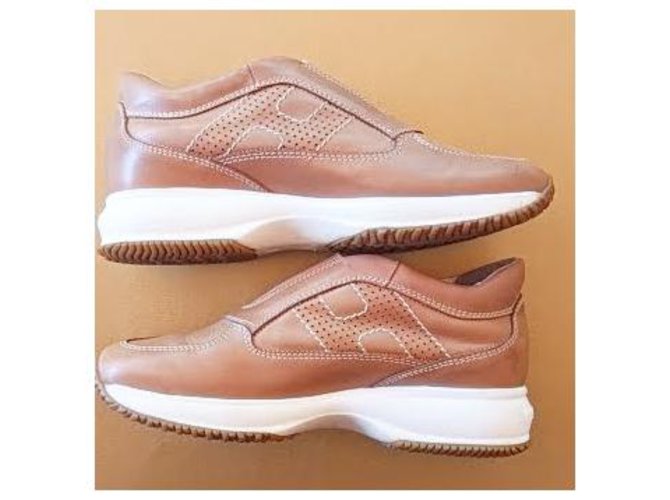 Sneakers Hogan Interactive con zeppa e zeppa Marrone chiaro - vista 3