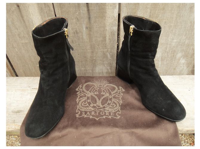 Botines Sartore Negros de Gamuza 36.5 FR - vista 3