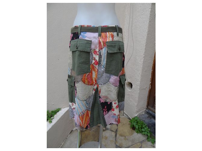Falda Twin Set de seda y algodón verde Talla S Multicolor - vista 4