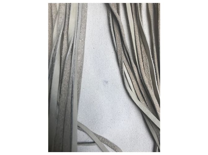 Rita & Zia Borsa tote in pelle e frange Beige Crema - vista 3