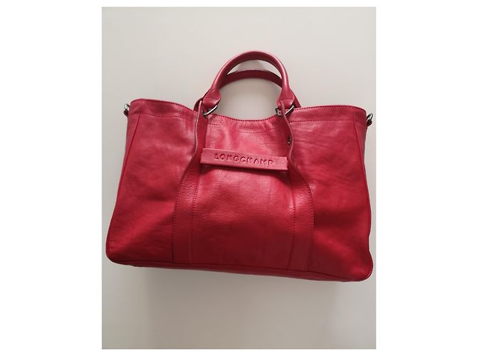 Longchamp 3D Shopper aus Leder Rot - Ansicht 4
