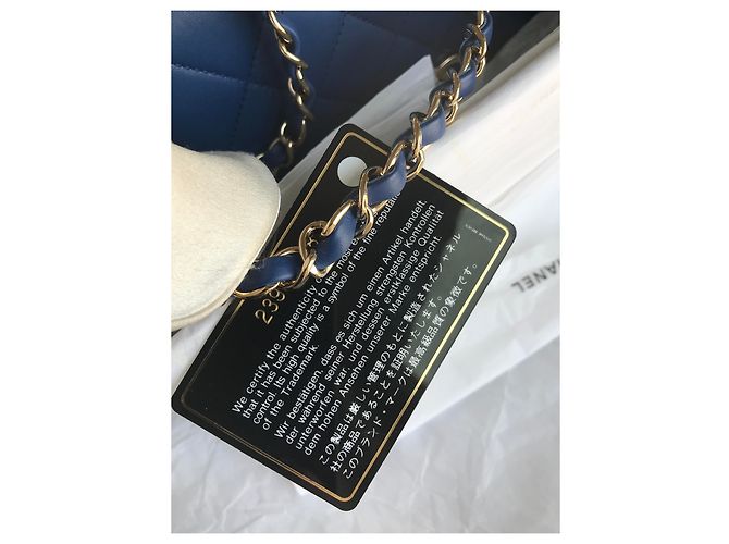 Chanel Medium Top Handle Flap Bag mit Karte, Box, Staubbeutel Blau Dunkelblau - Ansicht 13