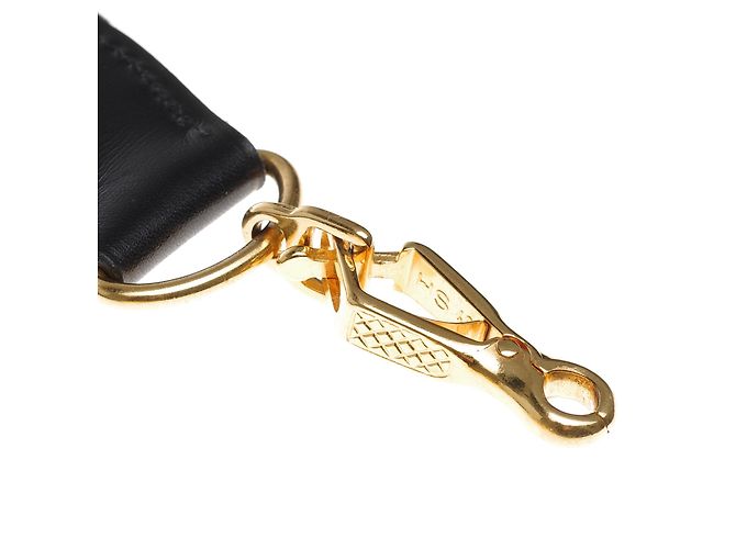 Tracolla modello Hermès in tela e pelle nera, hardware in metallo dorato per borse Hermès Nero - vista 5