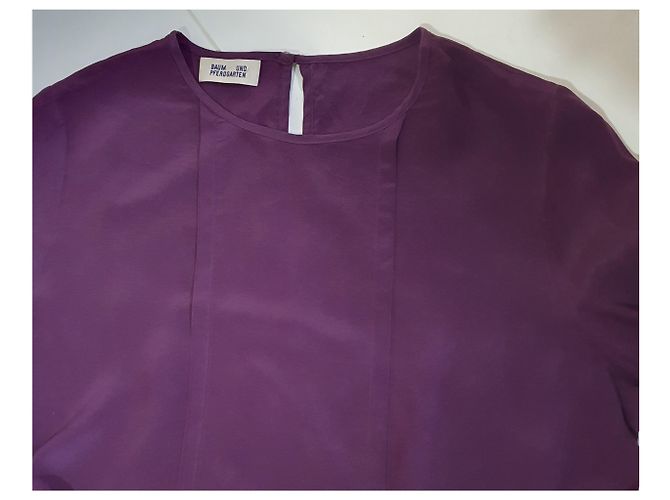 Baum und Pferdgarten Kleid aus Seide Lila - Ansicht 3
