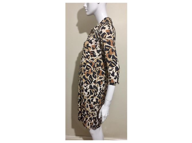 Vestido Diane Von Furstenberg de jersey de seda con estampado abstracto Castaño Negro Crema Caramelo - vista 2