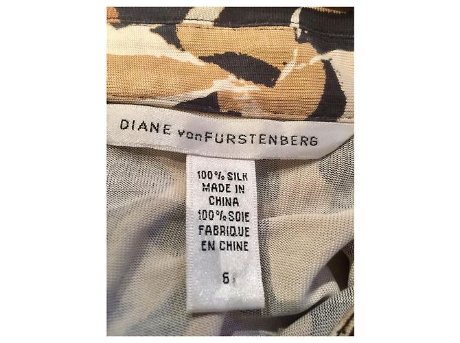 Vestido Diane Von Furstenberg de jersey de seda con estampado abstracto Castaño Negro Crema Caramelo - vista 4