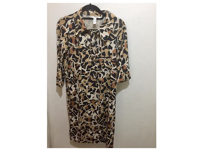 Vestido Diane Von Furstenberg de jersey de seda con estampado abstracto Castaño Negro Crema Caramelo - vista 5