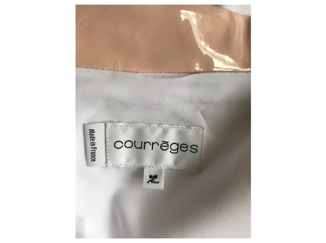 Vestido Courreges Blanco de Viscosa con Cuello de Charol Rosa - vista 4