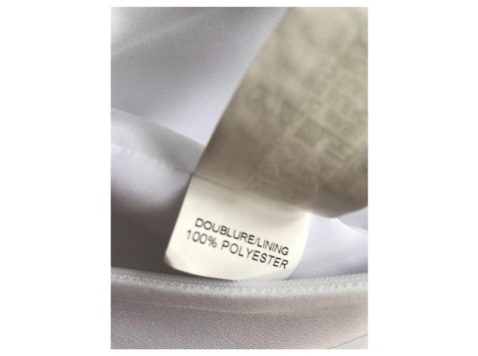Vestido Courreges Blanco de Viscosa con Cuello de Charol Rosa - vista 6