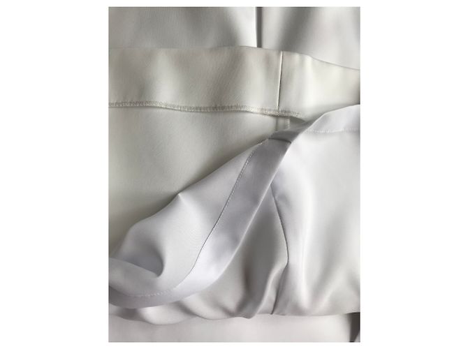 Vestido Courreges Blanco de Viscosa con Cuello de Charol Rosa - vista 7