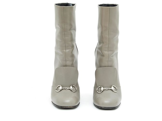 Botas Gucci Horsebit de cuero gris 40 Plata - vista 3