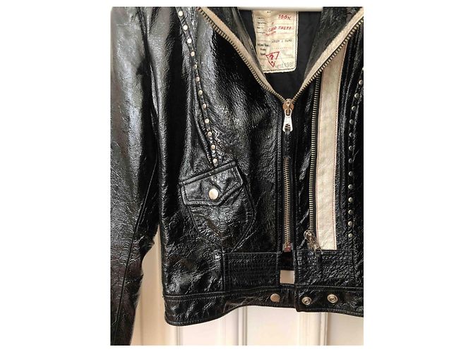 Guess Lederjacke mit Nieten Schwarz Silber Metallic Metallisch - Ansicht 5