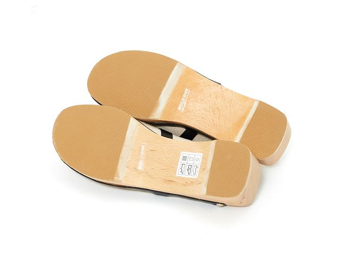 Hermès CLOG IN PELLE TELA FR40 NUOVO Nero Crudo - vista 4