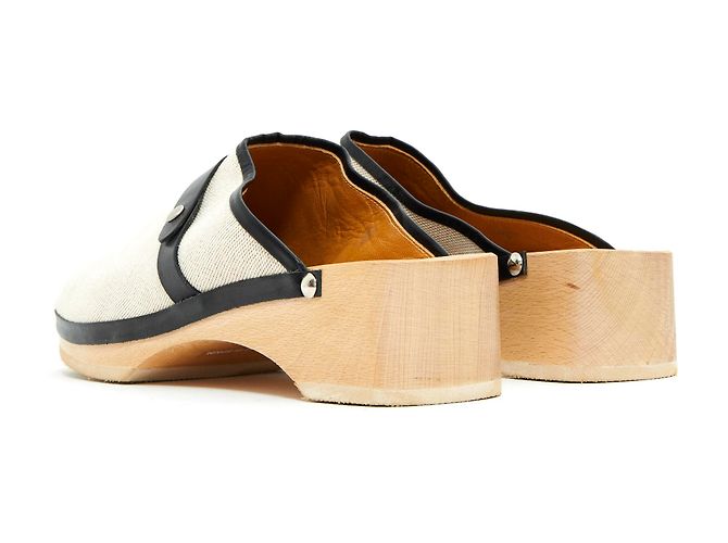 Hermès CLOG IN PELLE TELA FR40 NUOVO Nero Crudo - vista 5
