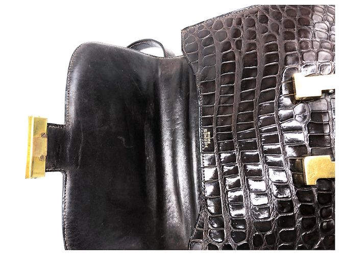 Hermès Borsa di Hermes, Constance 23 cm in pelle di coccodrillo marrone - vista 14