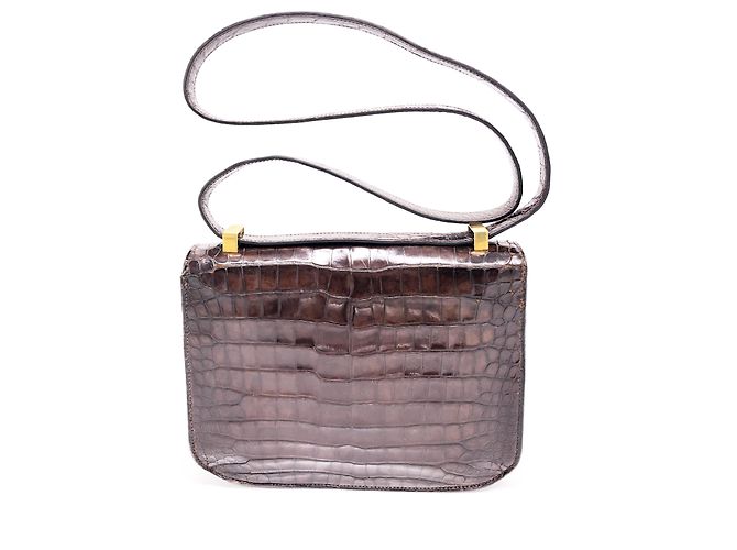 Hermès Borsa di Hermes, Constance 23 cm in pelle di coccodrillo marrone - vista 16