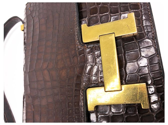 Hermès Borsa di Hermes, Constance 23 cm in pelle di coccodrillo marrone - vista 3