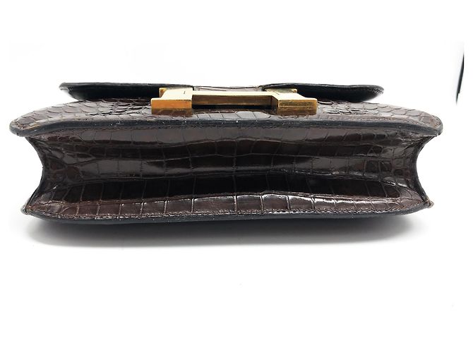 Hermès Borsa di Hermes, Constance 23 cm in pelle di coccodrillo marrone - vista 4