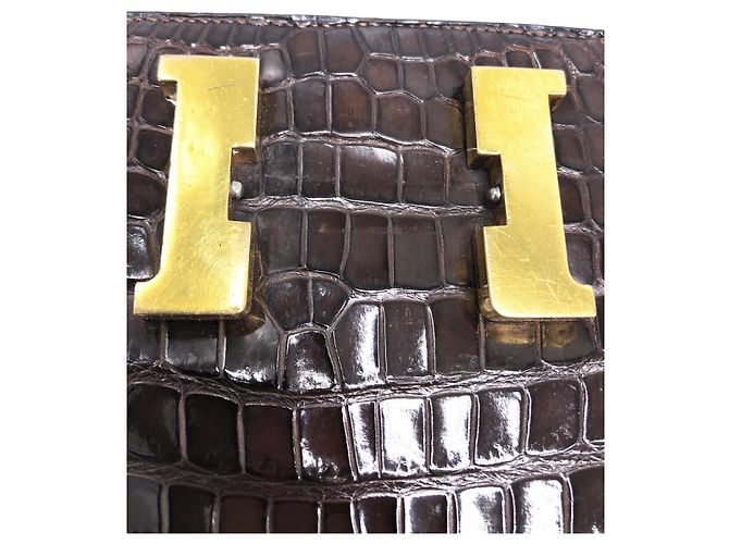 Hermès Borsa di Hermes, Constance 23 cm in pelle di coccodrillo marrone - vista 5