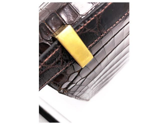 Hermès Borsa di Hermes, Constance 23 cm in pelle di coccodrillo marrone - vista 6