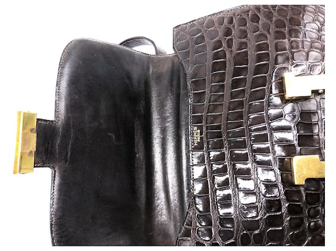 Hermès Borsa di Hermes, Constance 23 cm in pelle di coccodrillo marrone - vista 7