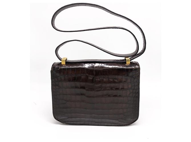 Hermès Borsa di Hermes, Constance 23 cm in pelle di coccodrillo marrone - vista 8