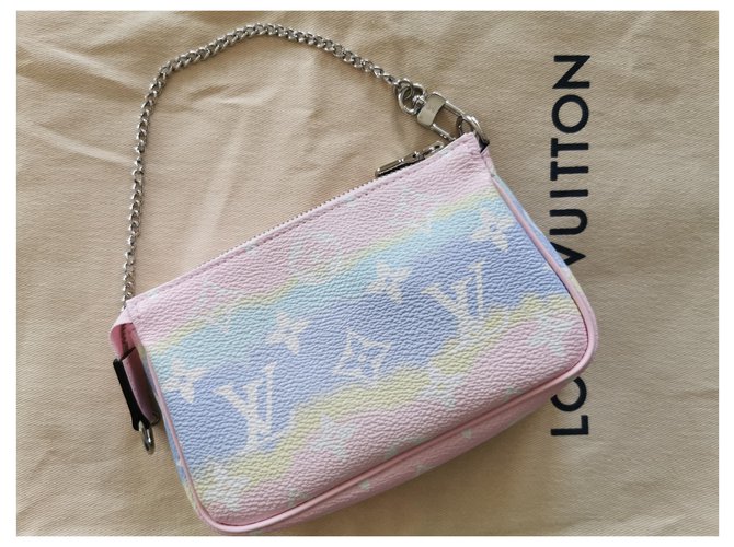 Louis Vuitton ACCESSORI MINI POUCH Rosa Bianco Blu - vista 11
