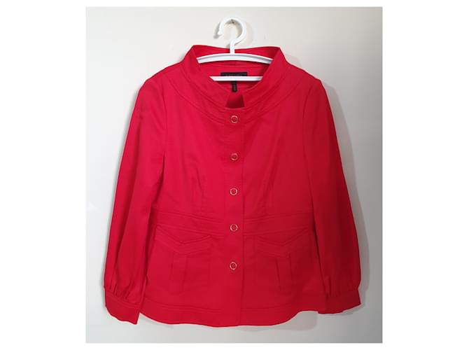 Escada Jacke Rot Baumwolle Elastan Größe M - Ansicht 4