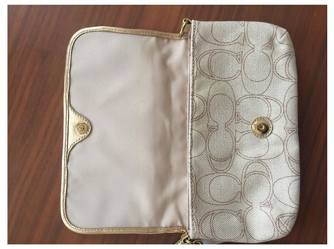 Clutch Coach Beige e Oro in Poliestere D'oro - vista 5