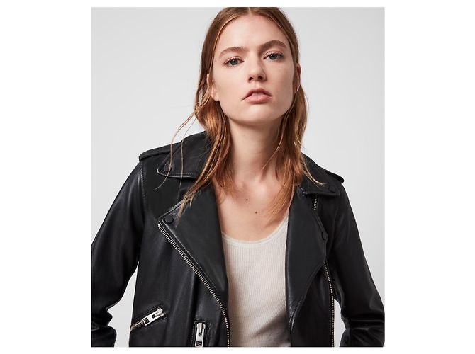 All Saints Balfern Lederjacke Schwarz - Ansicht 5