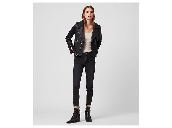 All Saints Balfern Lederjacke Schwarz - Ansicht 6