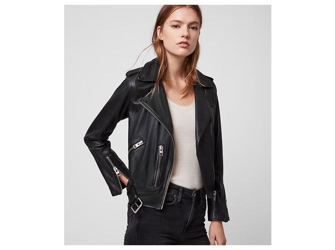 All Saints Balfern Lederjacke Schwarz - Ansicht 7