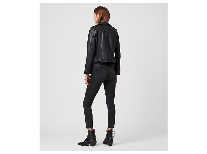 All Saints Balfern Lederjacke Schwarz - Ansicht 8