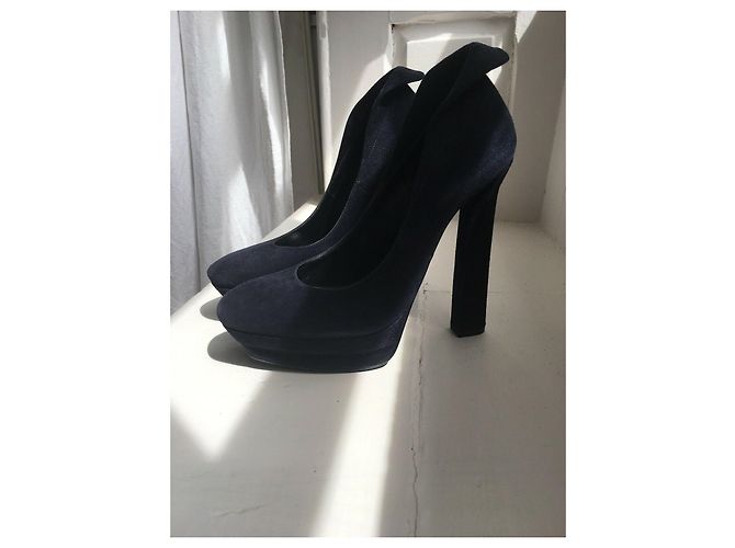 Décolleté Bottega Veneta in scamosciato blu navy - vista 8