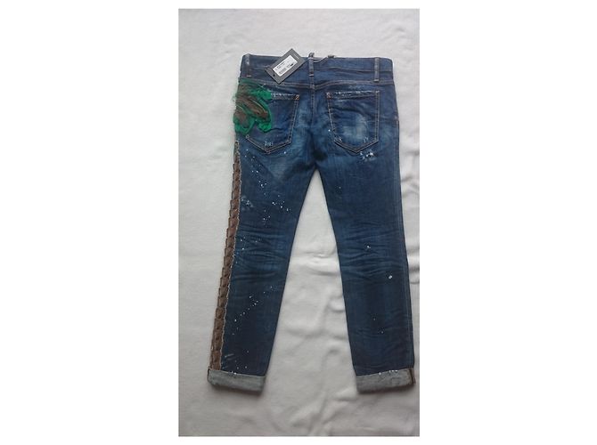 Jeans Dsquared2 Palm Tree Design Denim Azul Talle Bajo - vista 3