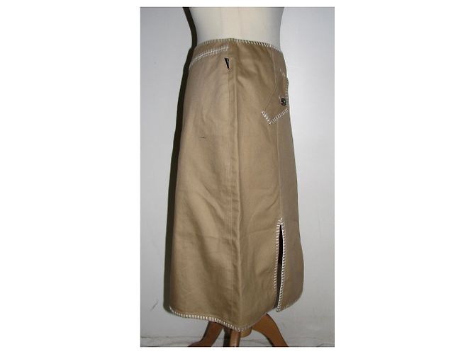 Falda de algodón Moschino Jeans beige Crema - vista 2