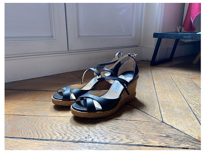 Sandali con zeppa Jimmy Choo in pelle nera Nero - vista 4