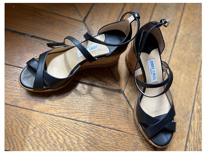 Sandali con zeppa Jimmy Choo in pelle nera Nero - vista 6